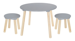 Jabadabado Kindertisch Sitzgruppe mit 2 Hockern weiß oder grau