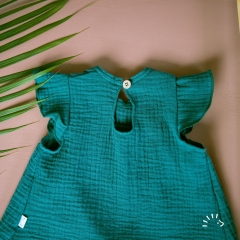 iobio Musselin Tunika Shirt mit Rüschen kurz Petrol Grün